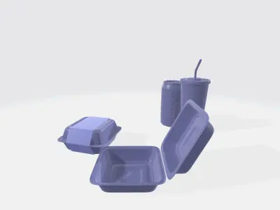 Fast Food Menu Packagings 3D Vizualisation Take Away High Poly 3D model