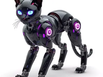 Cyberpunk Robot Cat 3D Model Low-poly 3D model