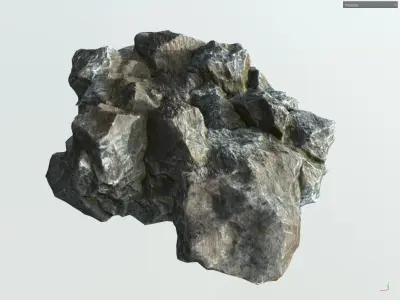 Low poly gray mossy big rock formular Low-poly 3D model