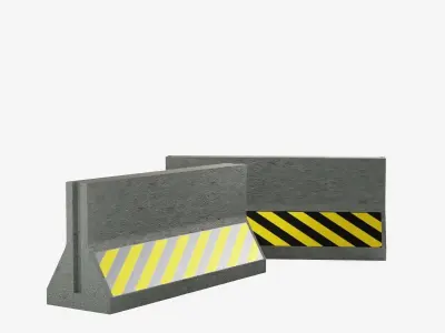 Concrete Barrier  Low-poly 3D model 8