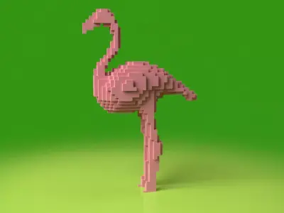 Flamingo Minecraft Voxel Low-poly 3D model