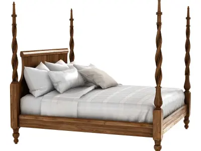 King Size Mahogany Plantation Poster Bed by Leighton Hall 3D model
