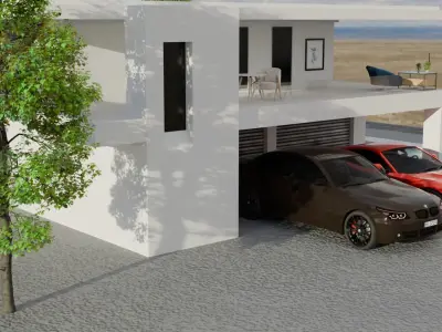Simple modern villa exterior  3D model