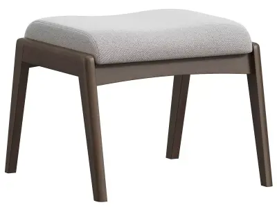 Roxy Walnut Wood Ottoman 3D model