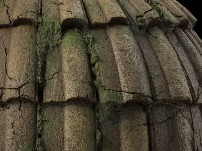 Roof Tile Materials 111- Concrete Roofing - Sbsar Seamless Pbr Texture