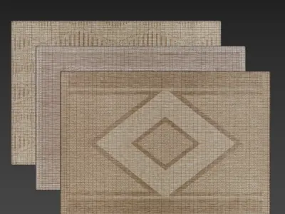Carpet set 31 - Bundle - 3 Geometrical Jute Rugs 3D model