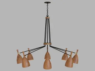 Chandelier set - Utopia acacia wood - Corbett Lighting 3D model