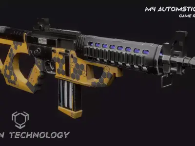 Sci Fi M4 Rifle Low-poly 3D model