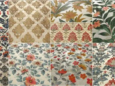 10 Classic Wallpaper VOL01 4K Seamless PNG PBR Textures Texture