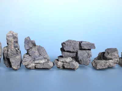 6 Modular Cliff Rocks - 240830 Low-poly 3D model