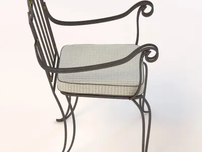 Drake Wrought Iron Arm Chair 3D model