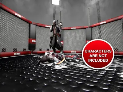 Futuristic MMA Combat Cage Low-poly 3D model