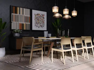 Blender Cycles Dining Room Scene 3D model
