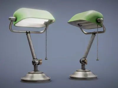 Realistic Vintage Desk Lamp 3D model