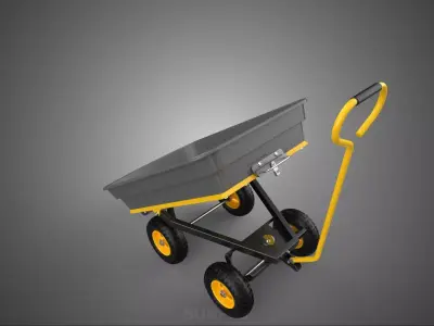 TILTED PLASTIC PP BED DECK TUB GARDEN CART TROLLEY WAGON TRAILER 3D model