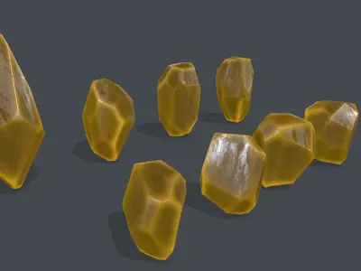 crystal set Low-poly 3D model