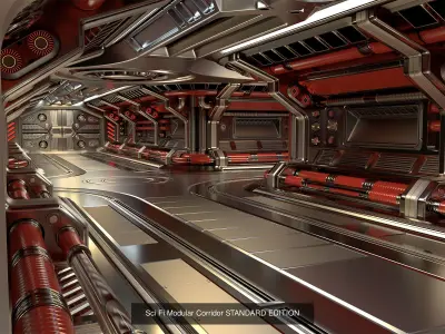 Sci-Fi Space Corridors Collection Set N1 3D Model Pack