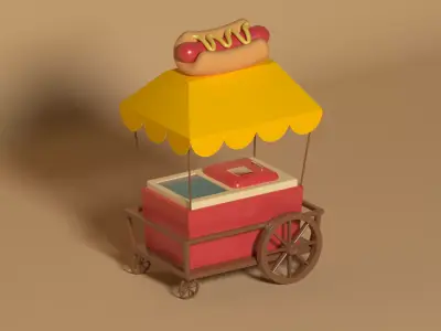 Hot Dog Cart  Low-poly 3D model