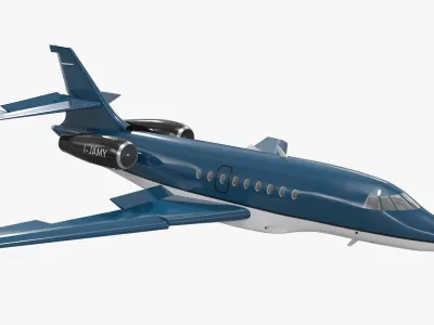 Falcon Business Jet Dassault 2000 Grey Rigged for Cinema 4D 