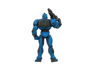 Futuristic Blue Armored Soldier 3D Model 3D model