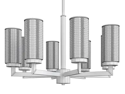 ADELEINE brass chandelier with glass shades Low-poly 3D model