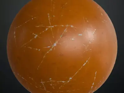 Orange Metal Scratched Paint PBR Seamless Texture