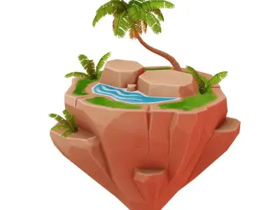 stylized Floating Islands Summer  Low-poly 3D model Low-poly 3D model
