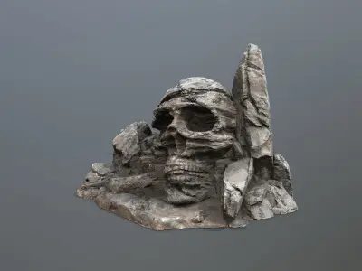 Skull Rock Low-poly 3D model 4