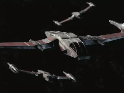 Starfighter old star wars fighter Low-poly 3D model