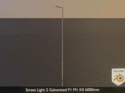 Street Light 2 Galvanized F1 M1 K0 6000mm Low-poly 3D model