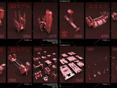 FUTURISTIC CITY Sci-Fi Buildings 3D V2 3D model