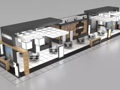 Booth Exhibition Stand Stall 29X8m Height 400 cm 4 Side Open  3D model