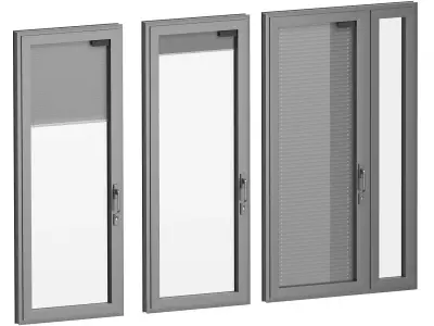 Panoramic windows and doors with built-in blinds 3D model