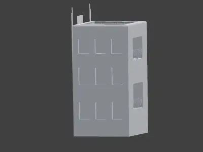 Low Poly Building  Rooftop Lounge Club Low-poly 3D model