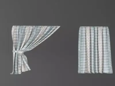 curtains pair of on wall 3D model