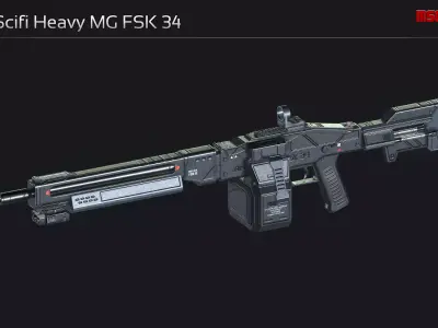 Scifi Heavy MG FSK 34 Low-poly 3D model