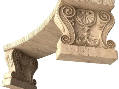 Stone Bench 03 Curved Low-poly 3D model