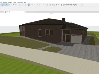 Hause 3D model house on hill 3D model