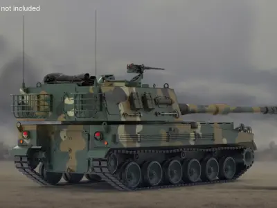  K9 Thunder South Korean Howitzer Rigged for Maya 