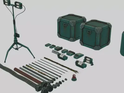 Low Poly PBR Miscellaneous Sci Fi Asset Pack Low-poly 3D model