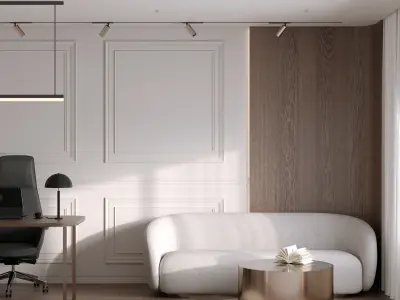 Stylish Offices in nude shades  3D model