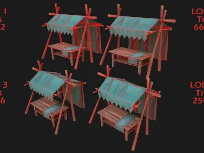 Tent Market Low-poly 3D model
