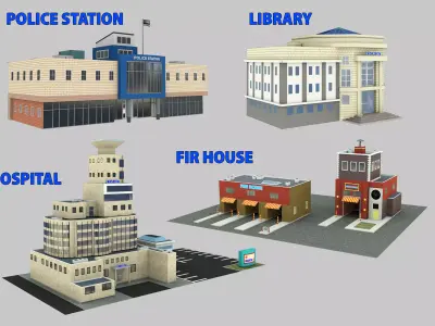 Low Poly Building Pack 4 Low-poly 3D model