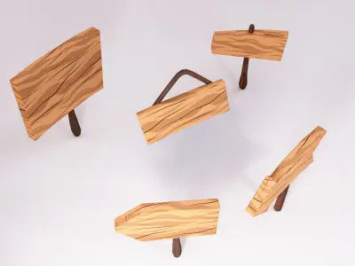 Sign boards low poly 3d model set 3 Low-poly 3D model