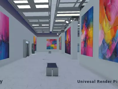 Modular Art Gallery 03 Unity Asset Low-poly 3D model