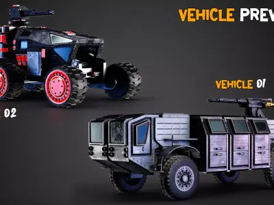 15 Game-Ready Sci-Fi Vehicle  and Texture   Vol 03 Low-poly 3D model