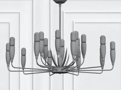 HARDY modern chandelier in gold 3D model