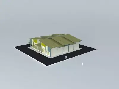 Cafeteria building with roof 3D model