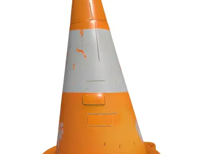 Weathered Traffic Safety Cone Low-poly 3D model