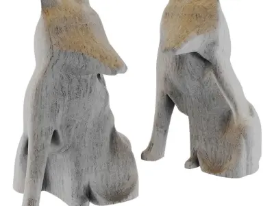 FOX ORIGAMI White Fox Stauette H26 Low-poly 3D model